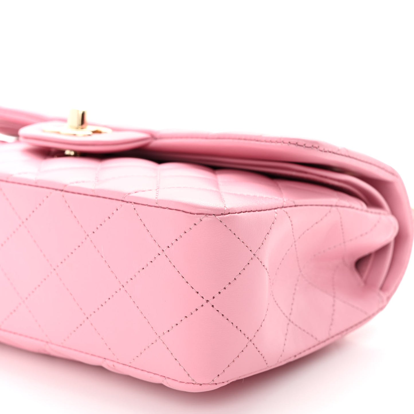 Lambskin Quilted Small Double Flap Pink