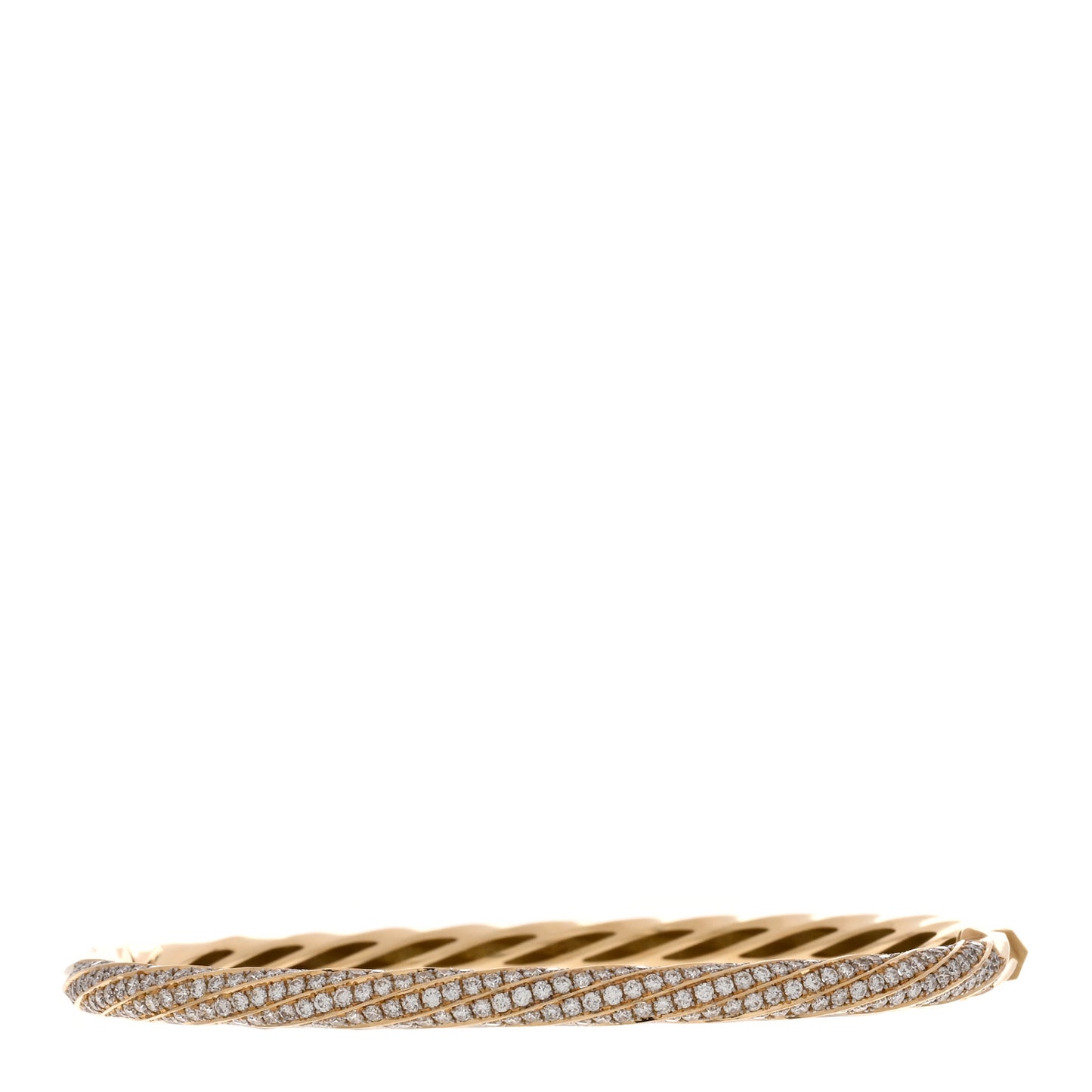 18K Yellow Gold Diamond 4mm Cable Edge Bangle Bracelet
