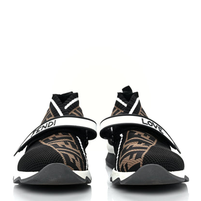 Fendi Stretch Yarn FF Stiff Band Rockoko Sneakers 39 Black White Tobacco 2 of 8