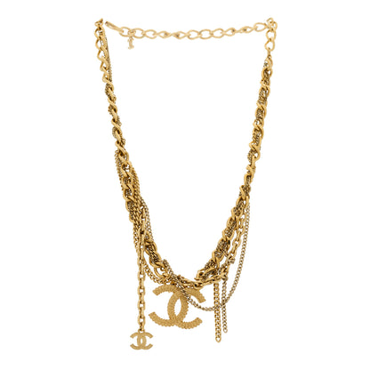 Chanel Metal Chain Link CC Multi Strand Choker Necklace Gold 3 of 5