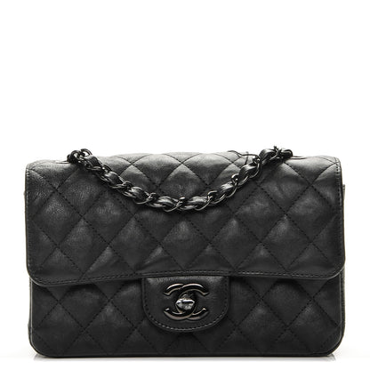 Chanel Crumpled Calfskin Quilted Mini Rectangular Flap So Black 1 of 6