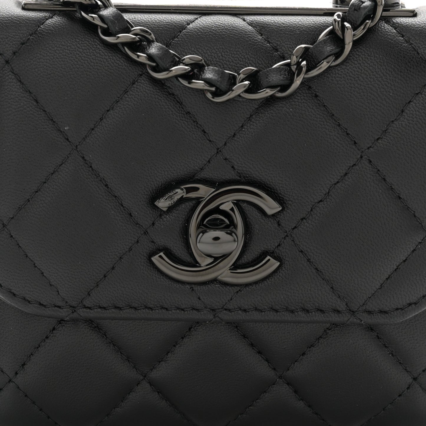 Lambskin Quilted Mini Trendy CC Clutch With Chain So Black