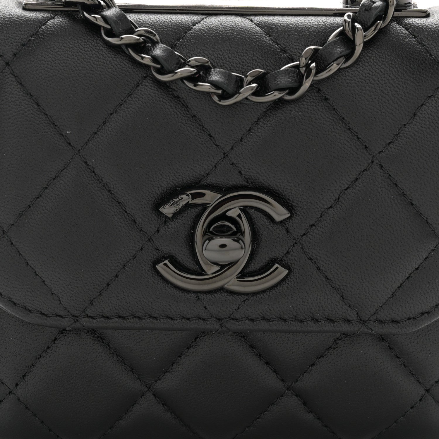 Chanel Lambskin Quilted Mini Trendy CC Clutch With Chain So Black 8 of 11