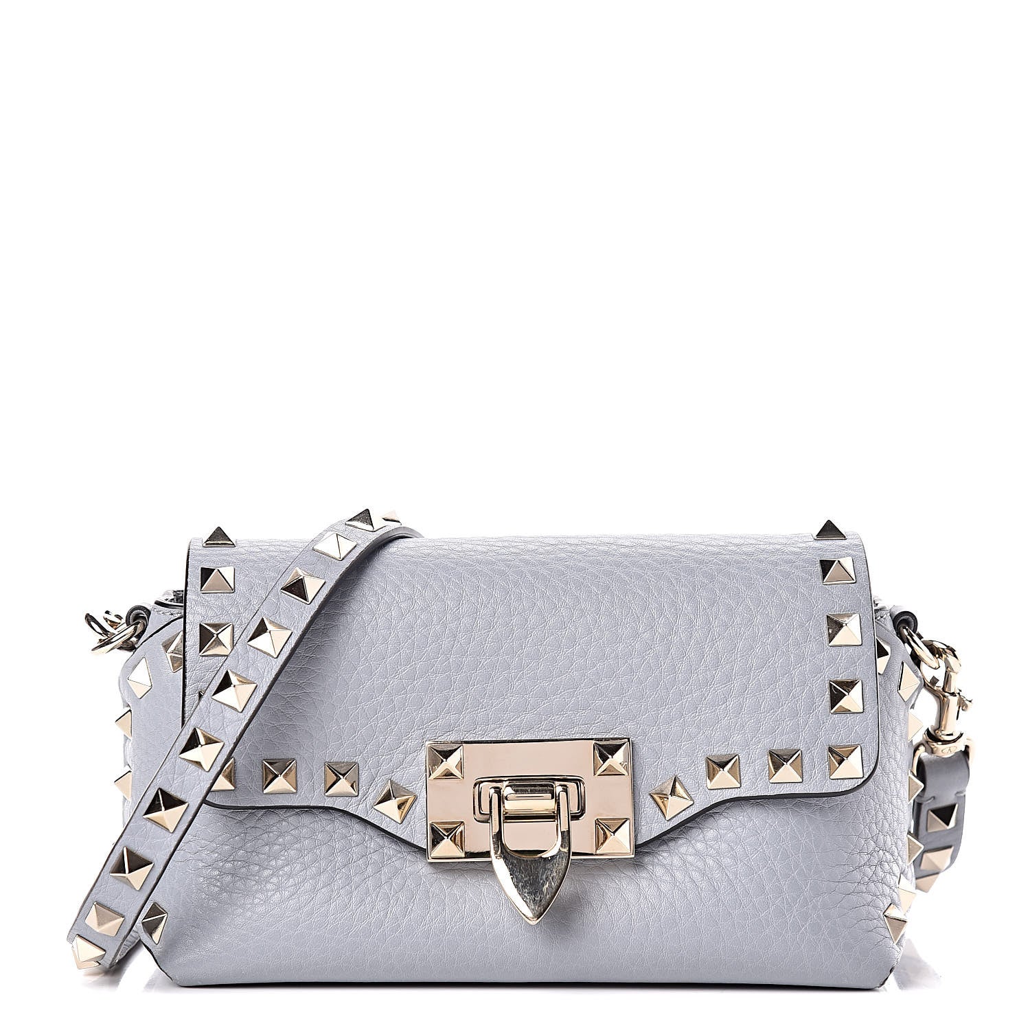 Valentino Garavani Pebbled Calfskin Mini Rockstud Crossbody Bag Light Stone 1 of 10