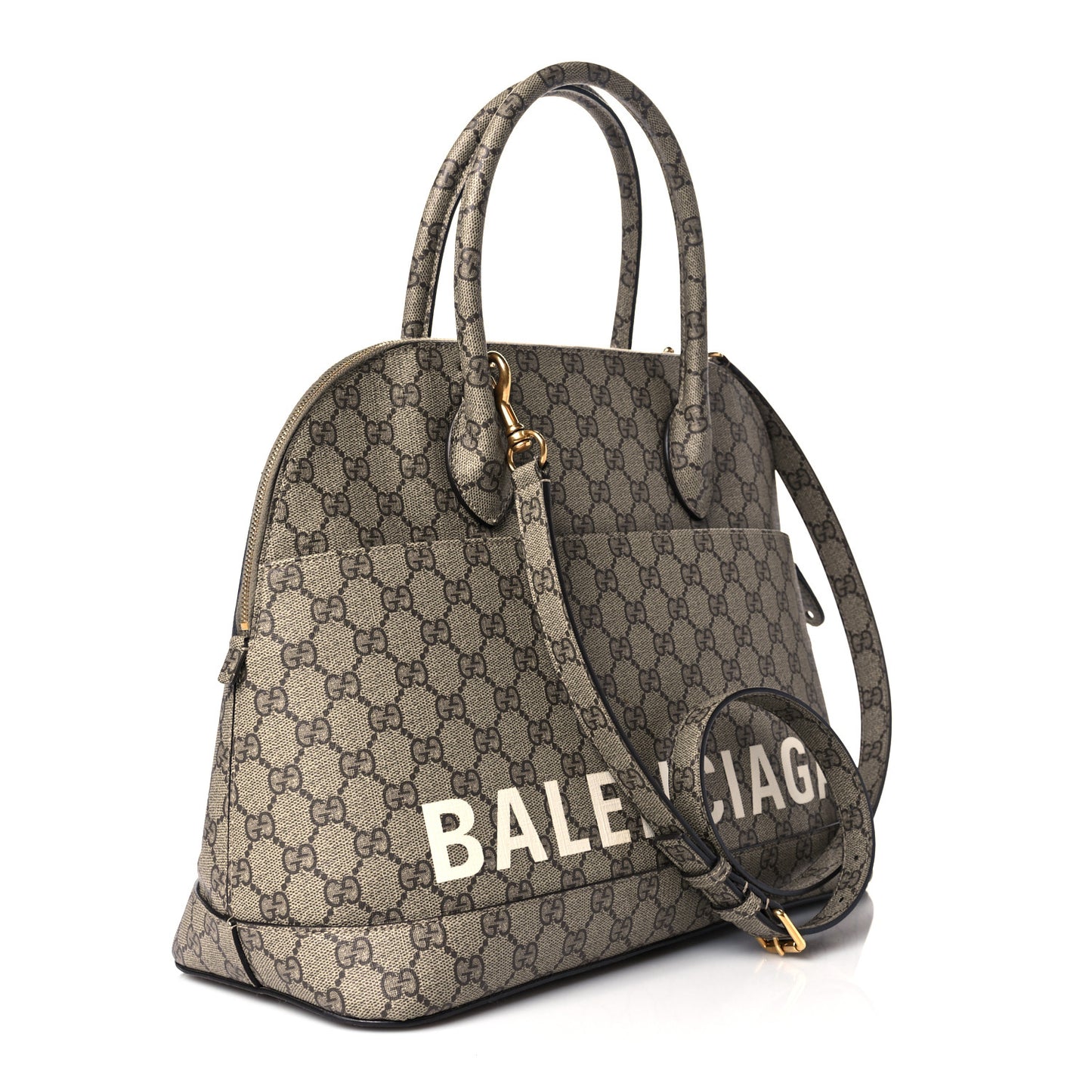 X GUCCI GG Supreme Monogram Medium Ville Top Handle Beige Ebony