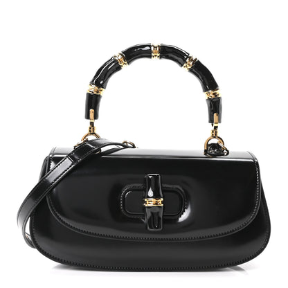 Gucci Shiny Polished Calfskin Medium Bamboo Diva Black 1 of 11