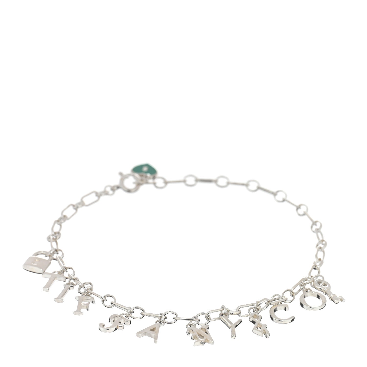Tiffany Sterling Silver Enamel Love Notes Logo Charm Bracelet Blue 1 of 3