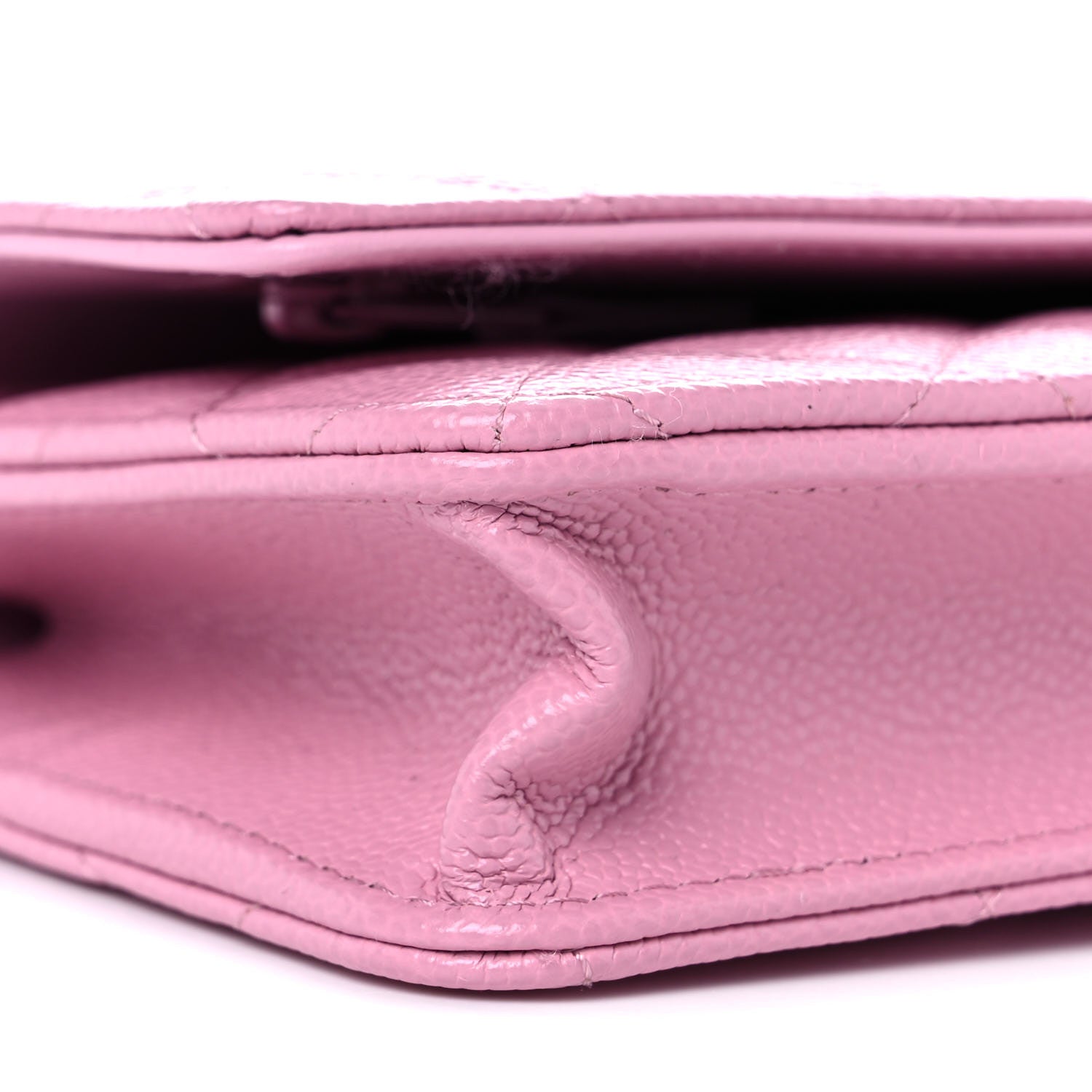 Chanel Shiny Caviar Quilted Pick Me Up Wallet On Chain WOC Pink 9 of 11
