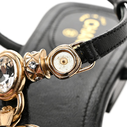Chanel Lambskin Metal Heart Thong Sandals 36 Black 9 of 10