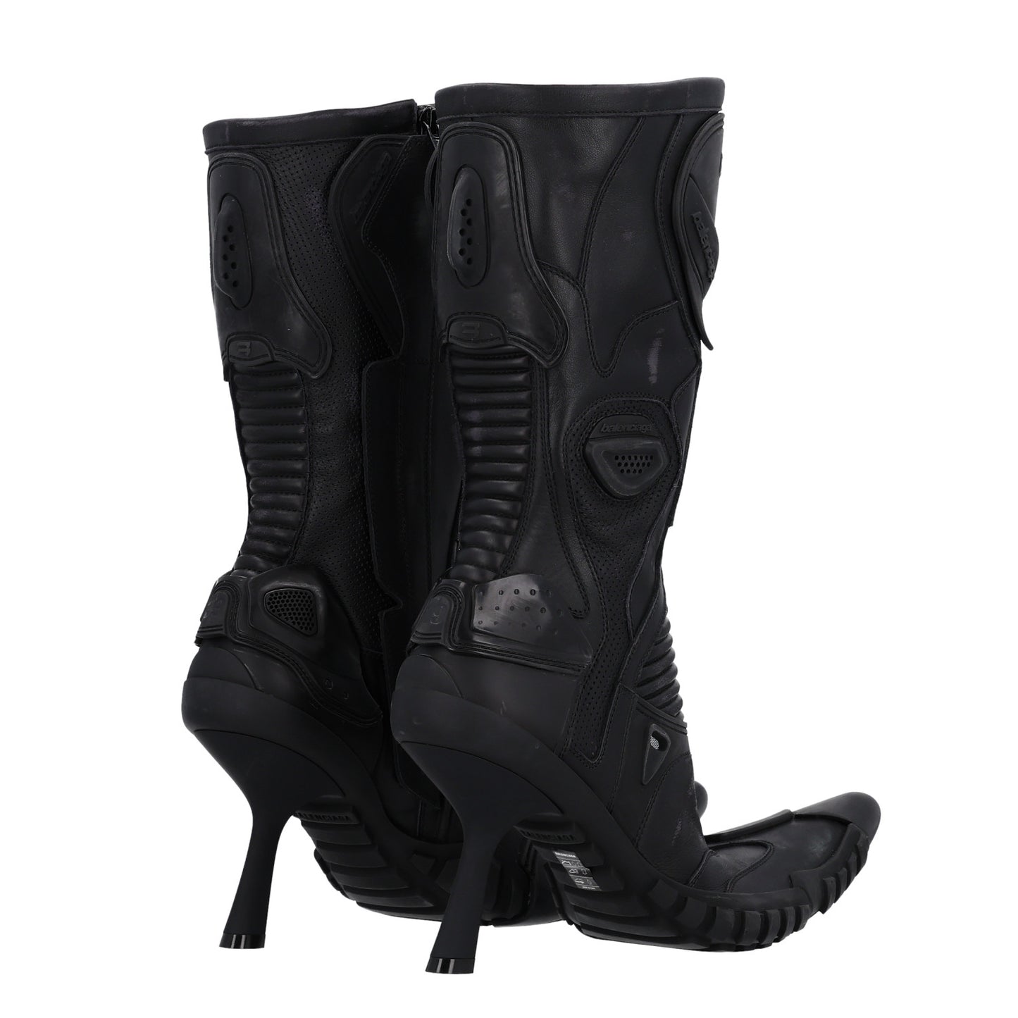 Calfskin Distressed Biker Boots 39 Black