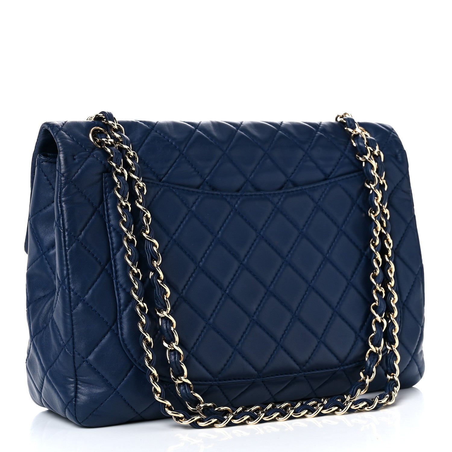 Chanel Lambskin Quilted Maxi Single Flap Dark Blue 2 of 15