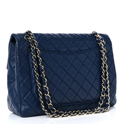 Chanel Lambskin Quilted Maxi Single Flap Dark Blue 2 of 15