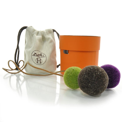 Hermes Wool Laine Et Cuir Pom Poms Bag Charm 2 of 4