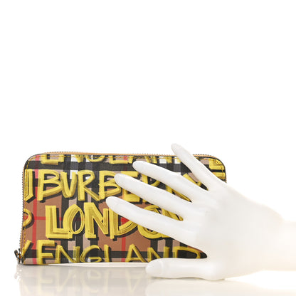 Burberry Vintage Check Graffiti Print Zip Around Wallet Yellow 2 of 8