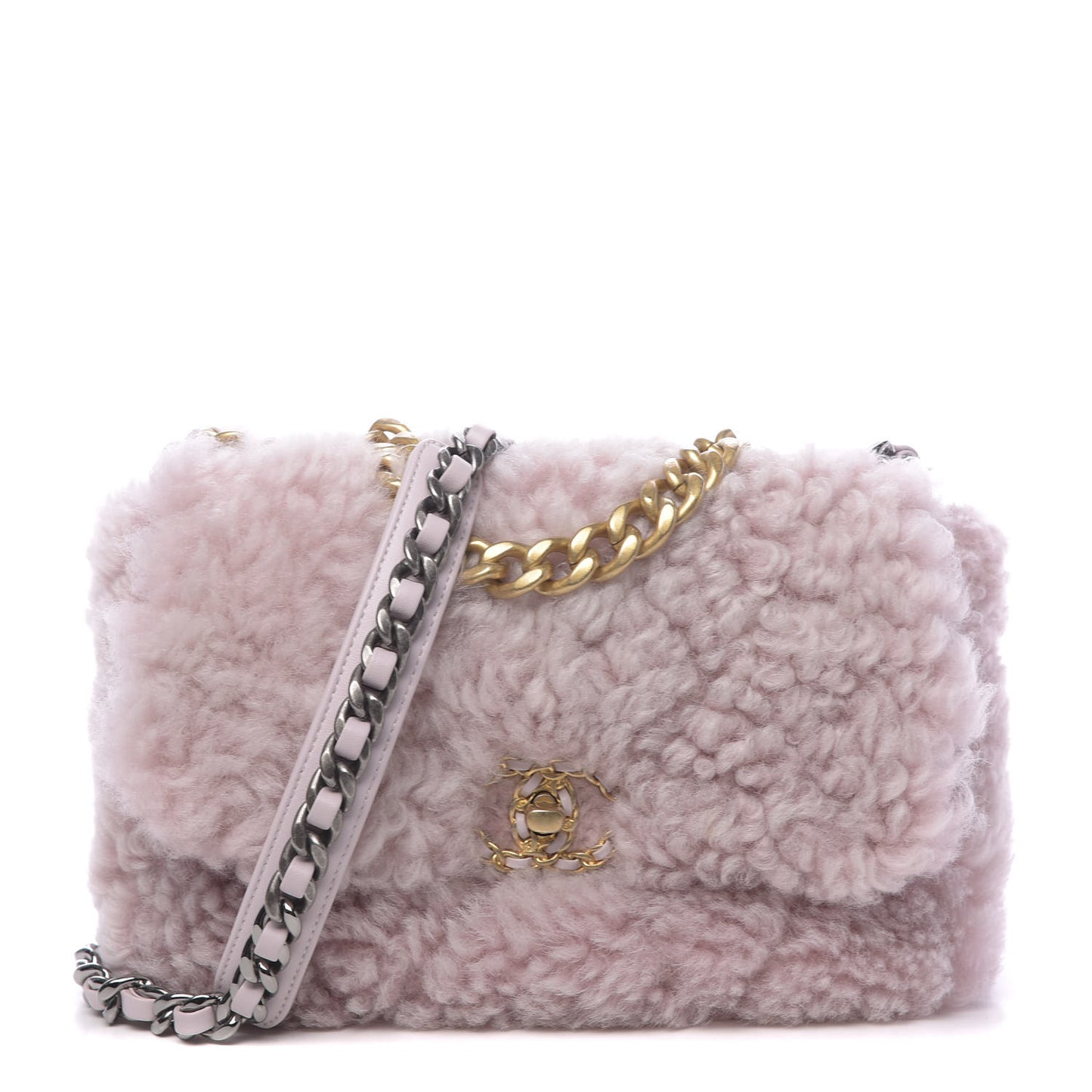 Shearling Sheepskin Medium 19 Flap Light Pink