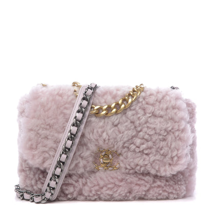 Chanel Shearling Sheepskin Medium 19 Flap Light Pink 2 of 11