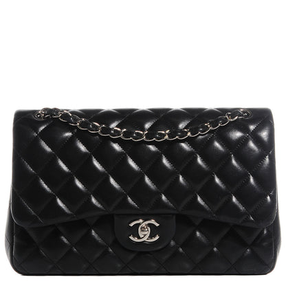 Chanel Lambskin Quilted Jumbo Double Flap Black 1 of 8