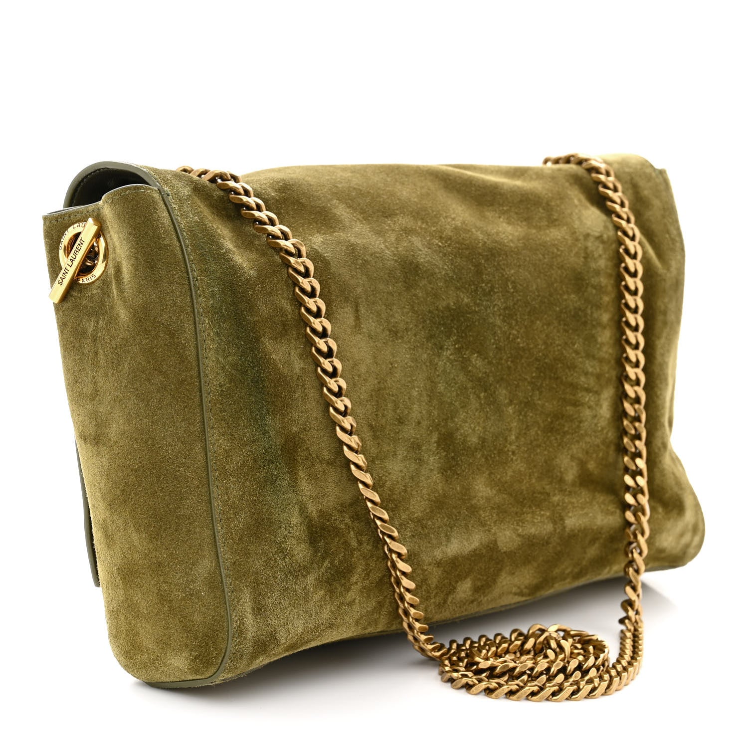 Saint Laurent Suede Medium Reversible Monogram Kate Satchel Olive 4 of 17