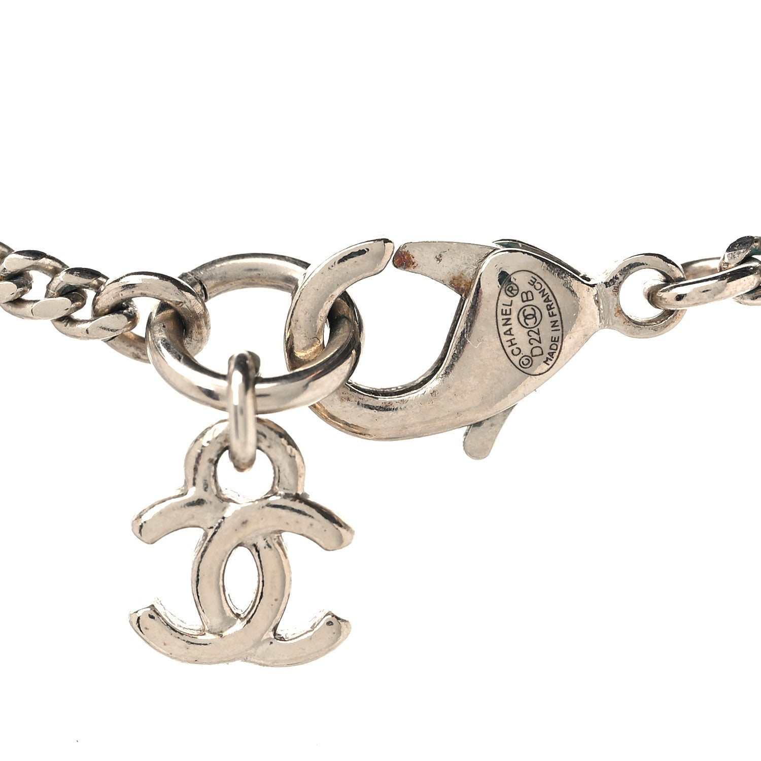 Chanel Resin Crystal CC Heart Necklace Black Silver 4 of 5