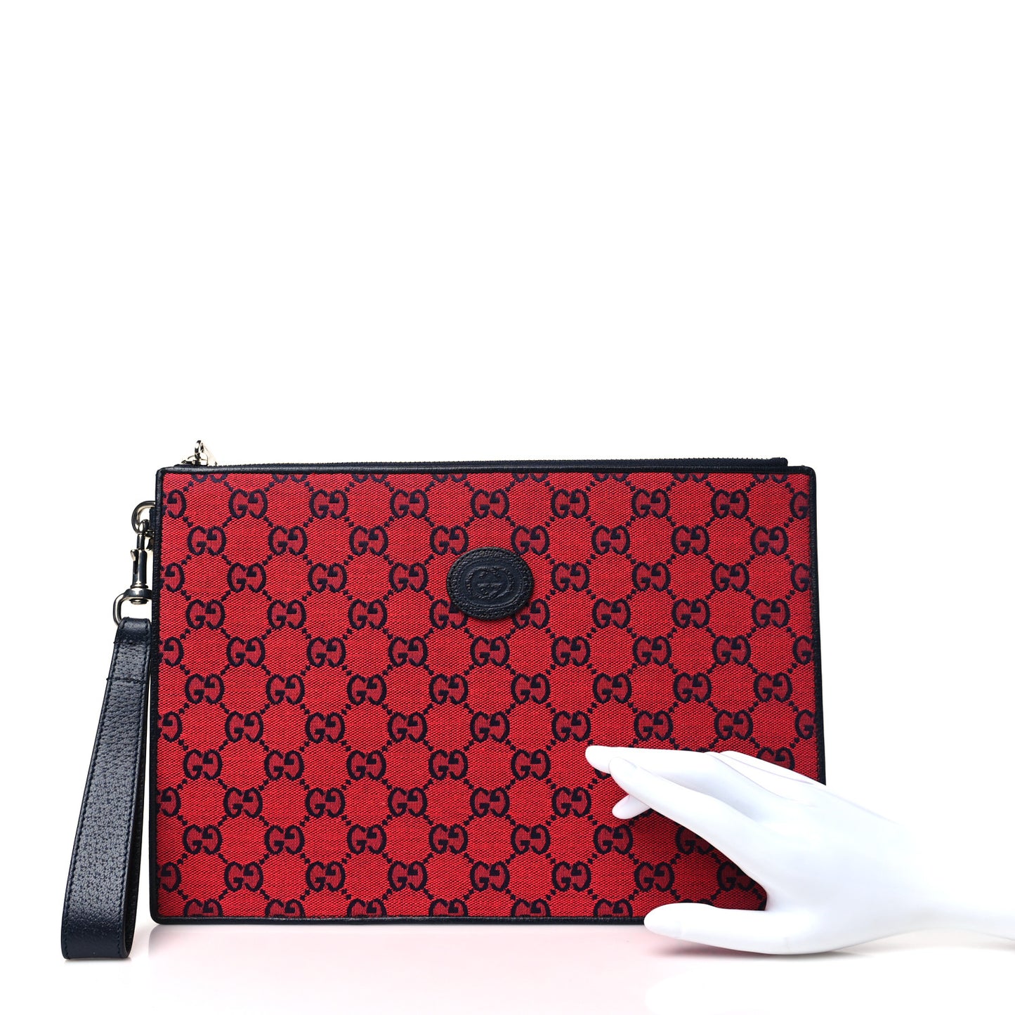 Monogram Multicolor Retro Interlocking G Wristlet Pouch Red Blue