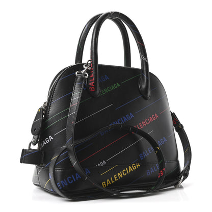 Balenciaga Calfskin Logo Print S Ville Top Handle Bag Black Multicolor 3 of 10