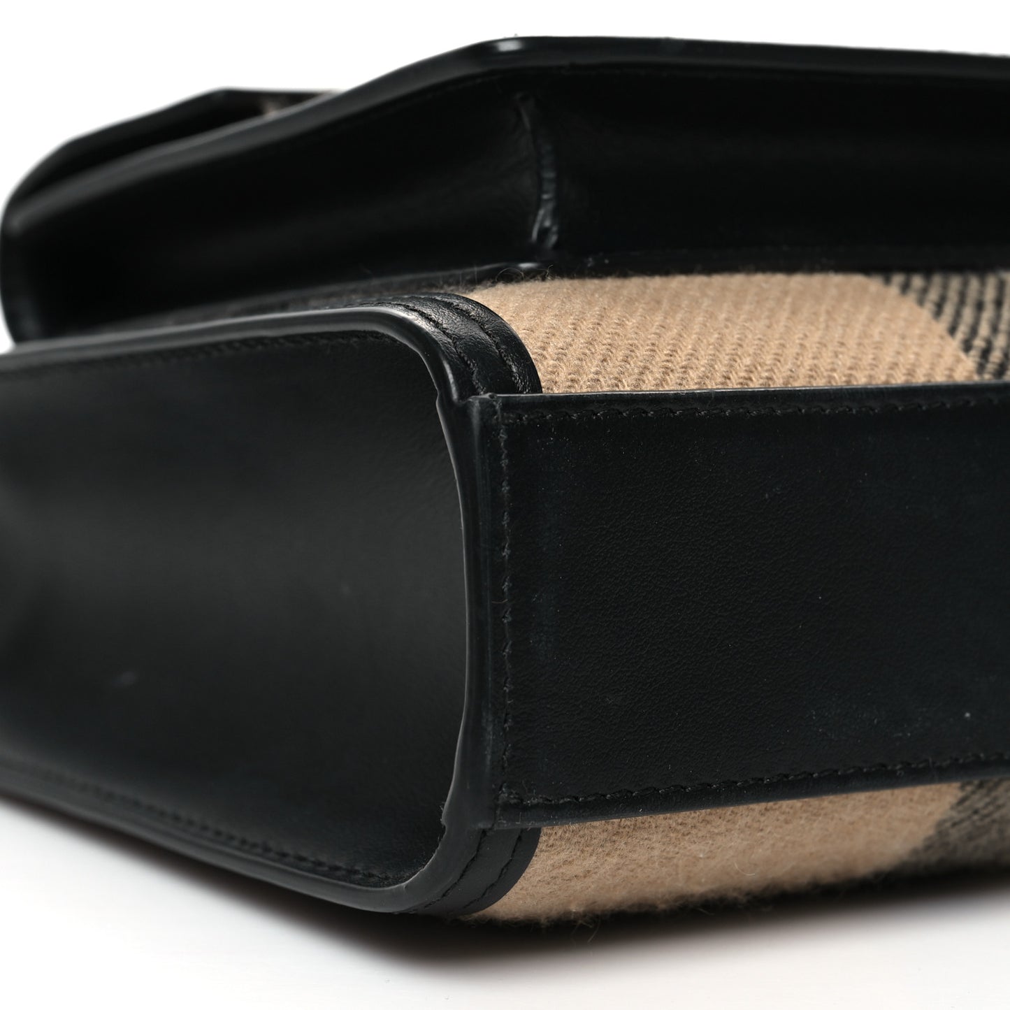 Smooth Calfskin Canvas Check Mini Pocket Bag Black