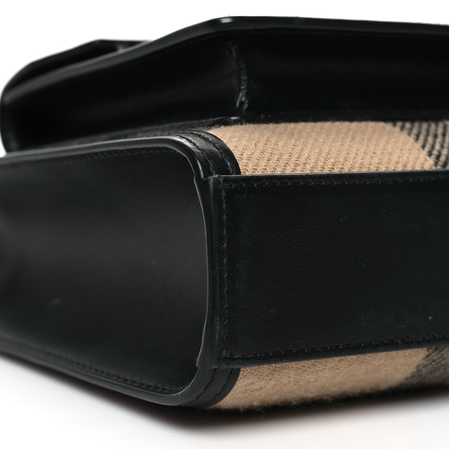 Burberry Smooth Calfskin Canvas Check Mini Pocket Bag Black 8 of 10