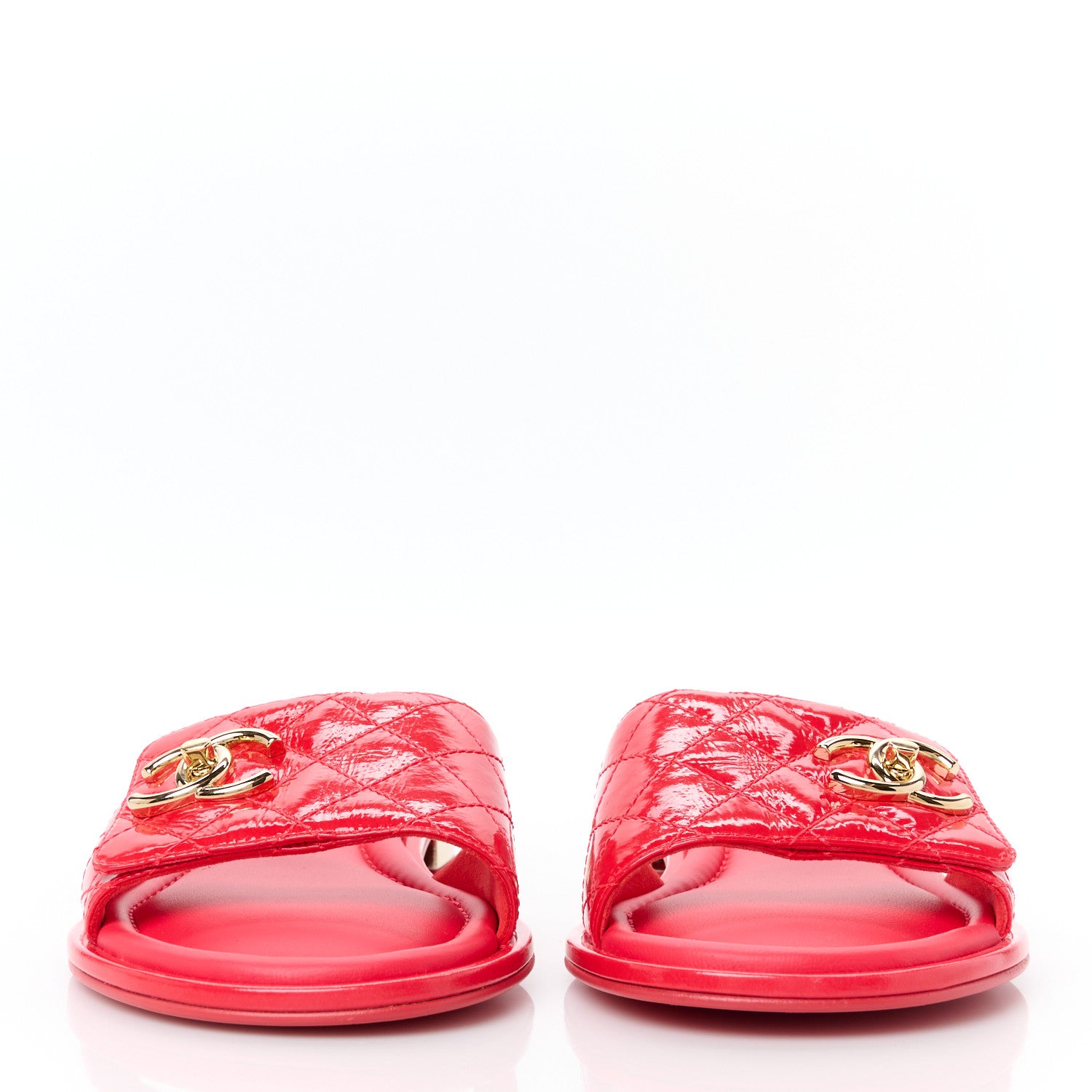 Chanel Patent Goatskin Quilted CC Sandals 39.5 Dark Pink 3 of 10