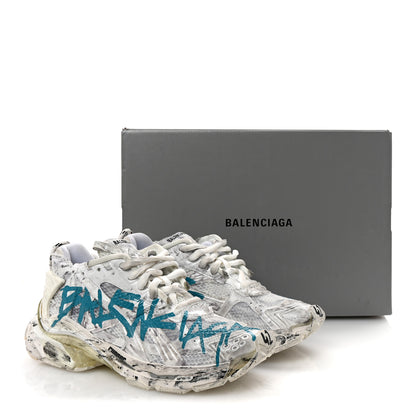 Balenciaga Mesh Rubber Graffiti Mens Runner Sneakers 42 White Blue 9 of 9
