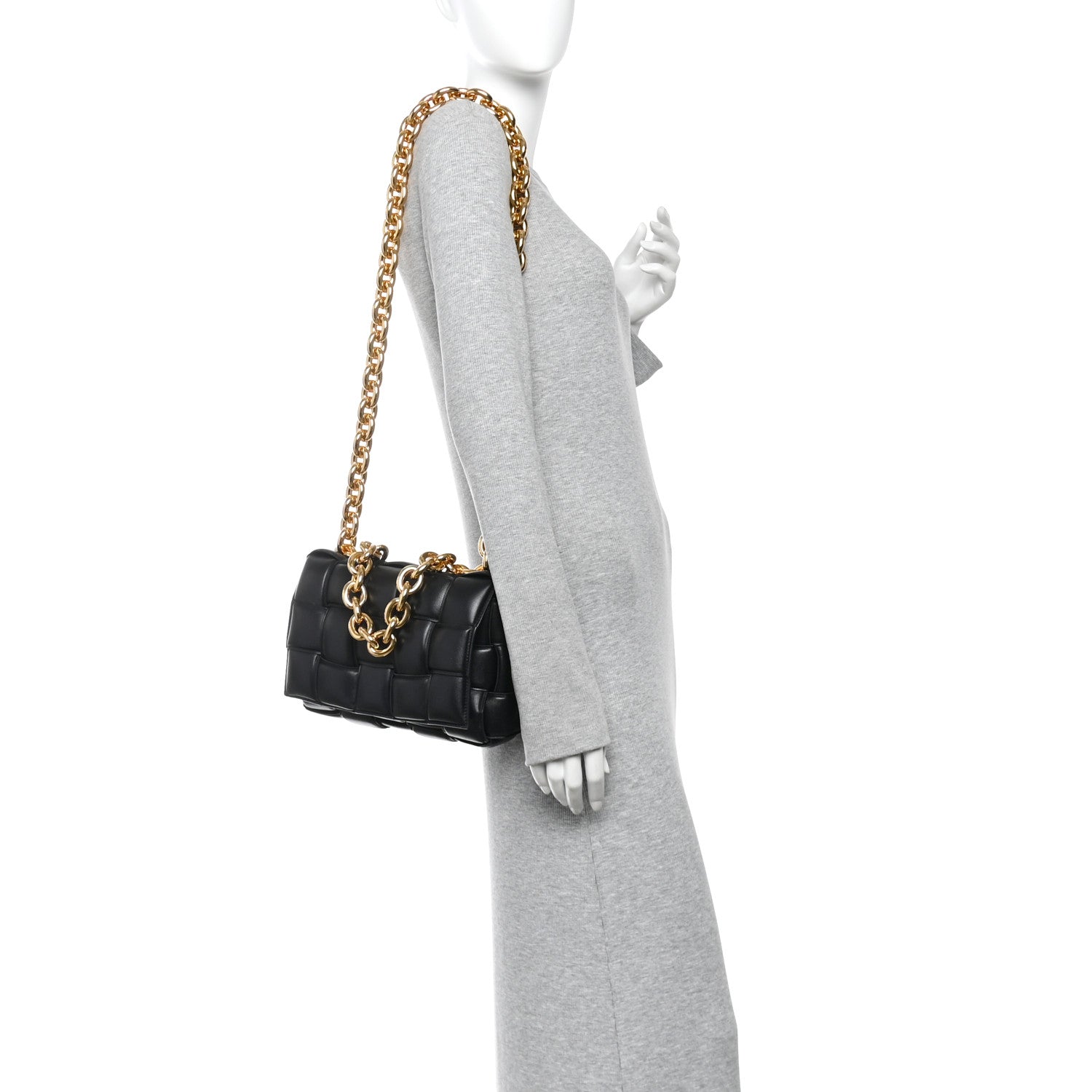 Bottega Veneta Lambskin Maxi Intreccio Padded Chain Cassette Crossbody Bag Black 2 of 9