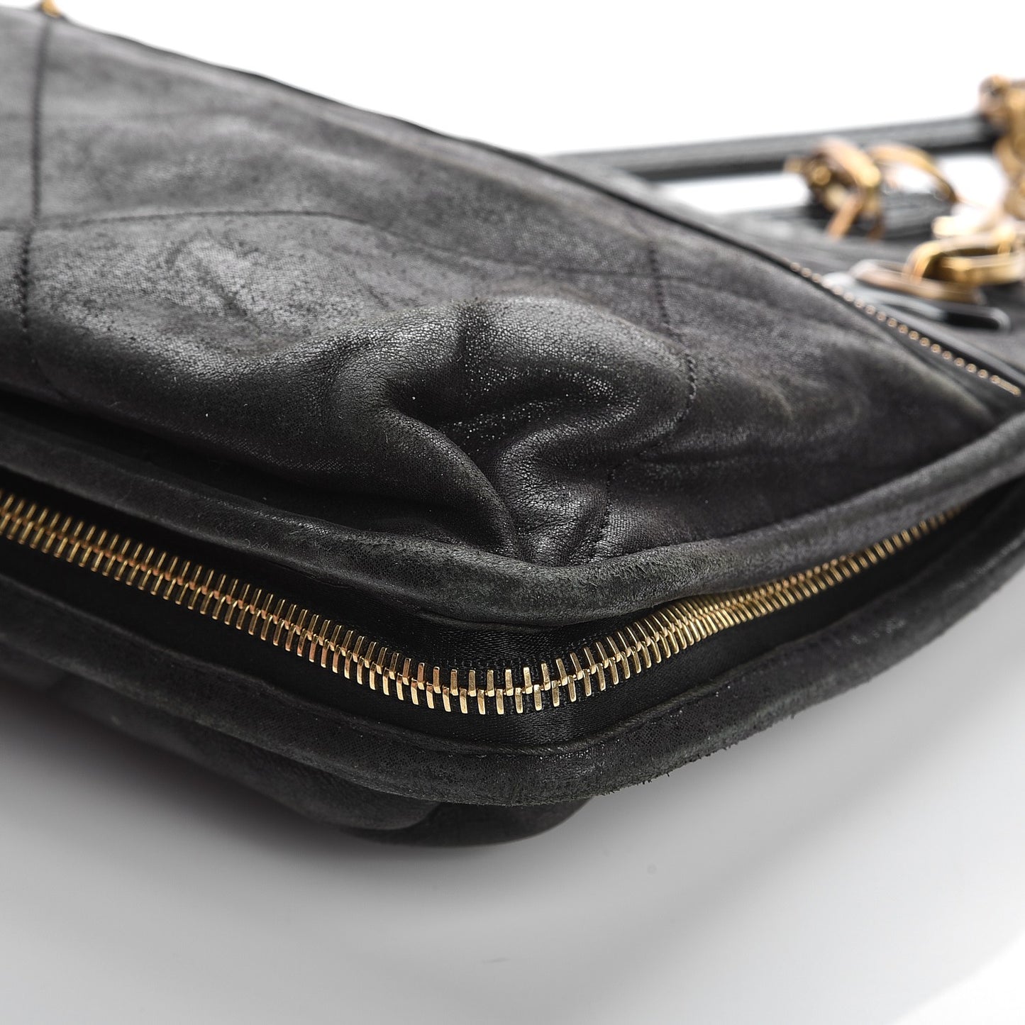 Lambskin Quilted Medium Amalia Shoulder Bag Black