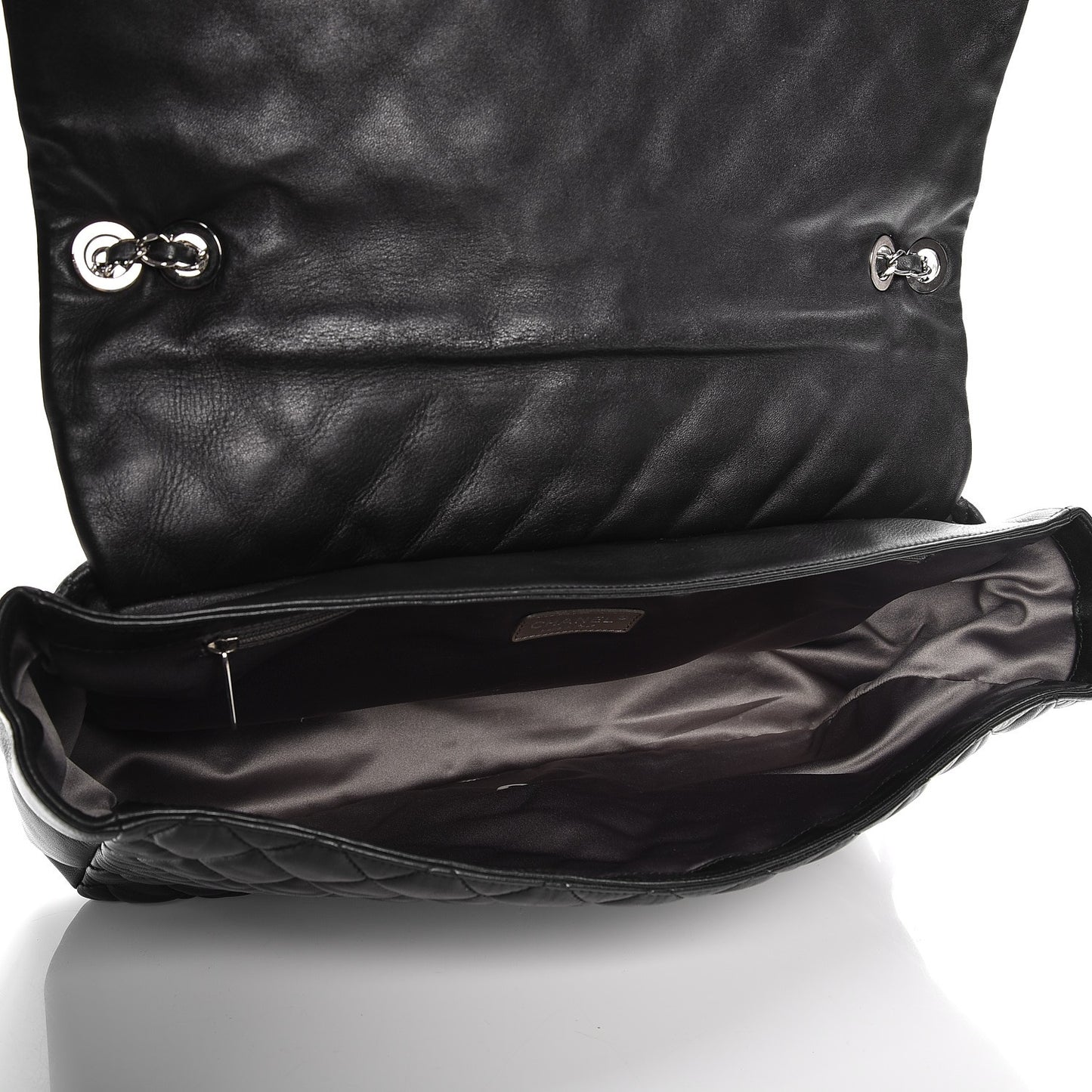 Calfskin Quilted XXL Travel Flap Bag Black