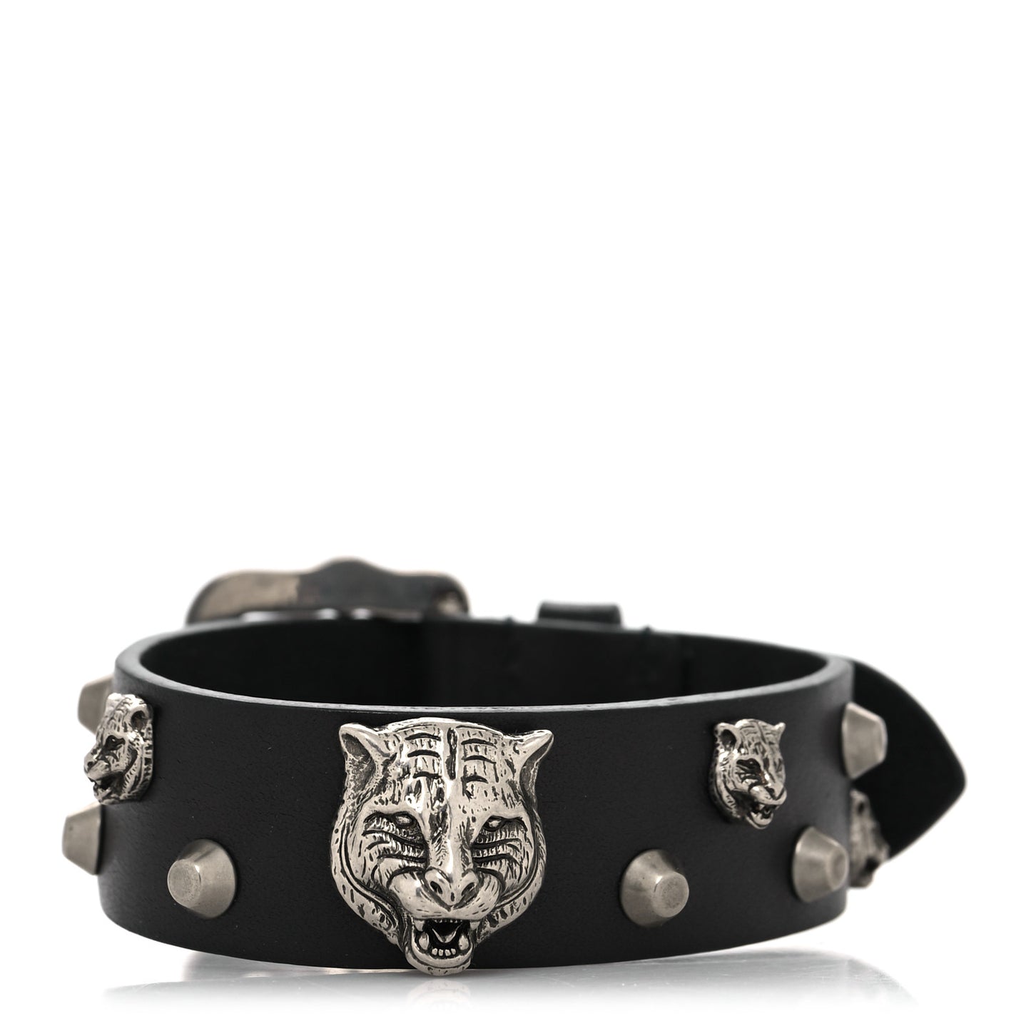 Calfskin Feline Heads Bracelet Black