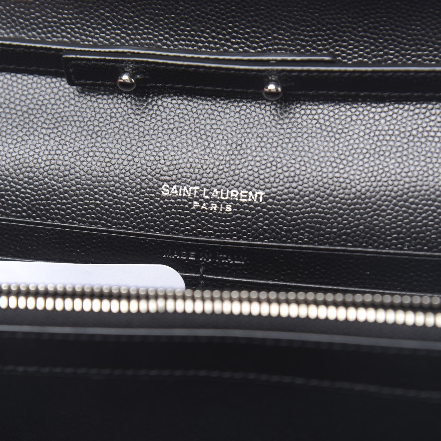 Saint Laurent Grain De Poudre Matelasse Chevron Monogram Chain Wallet Black 6 of 10