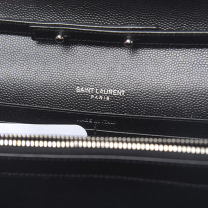 Saint Laurent Grain De Poudre Matelasse Chevron Monogram Chain Wallet Black 6 of 10