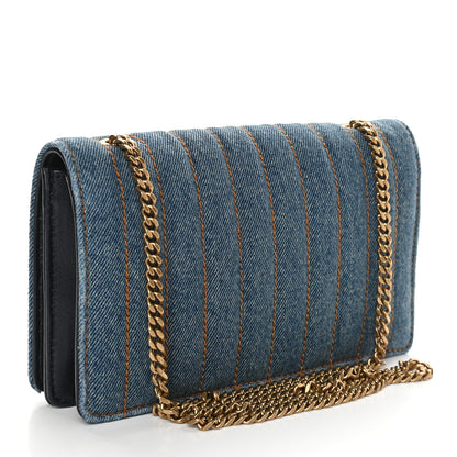 Saint Laurent Denim Matelasse Amalia Chain Shoulder Bag Blue 3 of 8