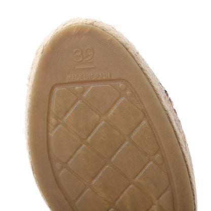 Chanel Velvet Grosgrain Quilted Camellia CC Espadrilles 39 Pink Black 6 of 9