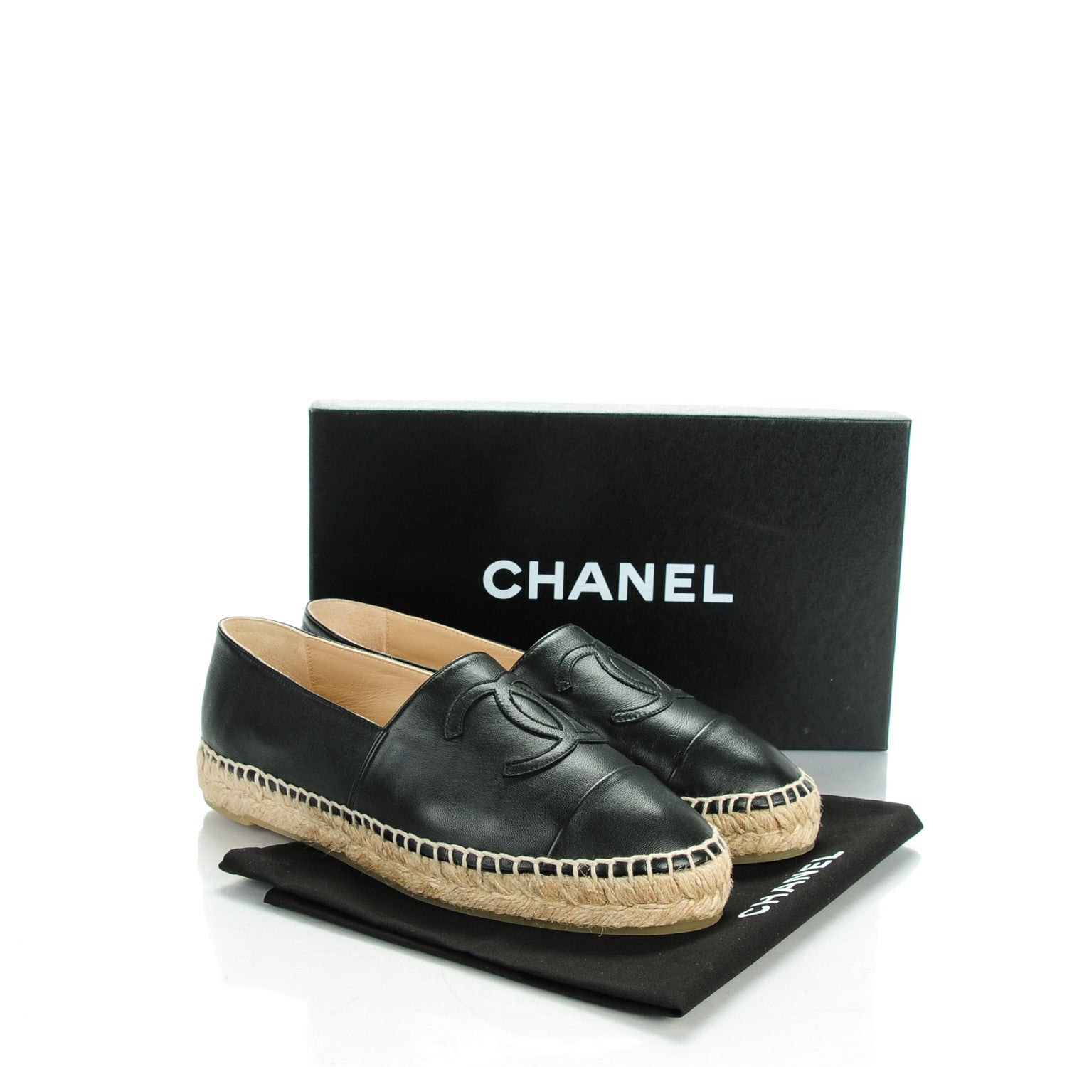 Chanel Lambskin CC Espadrilles 37 Black 5 of 10