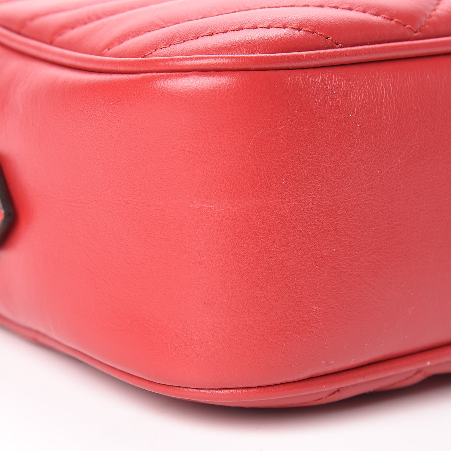 Gucci Calfskin Matelasse Small GG Marmont Chain Shoulder Bag Hibiscus Red 9 of 11