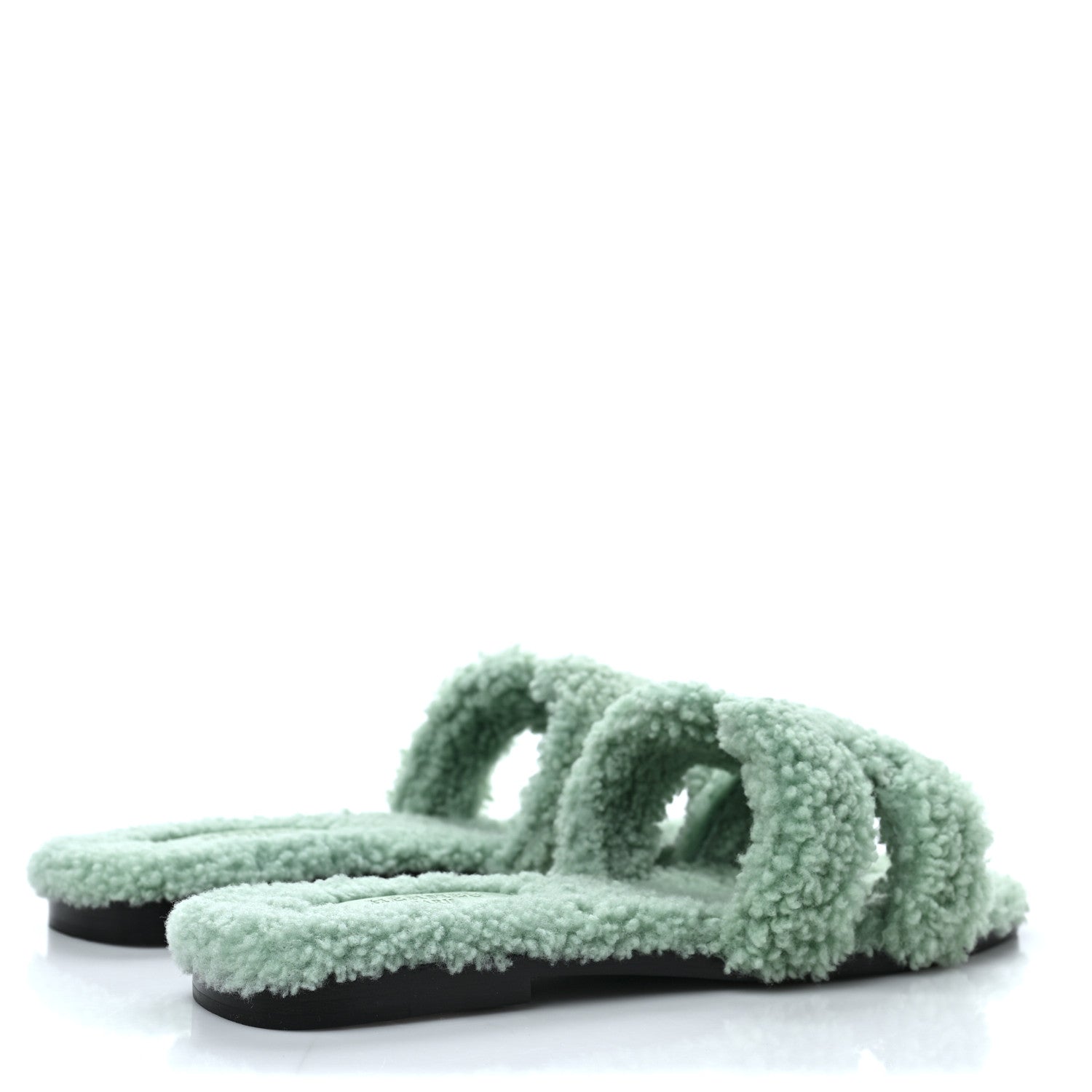 Hermes Woolskin Oran Sandals 37 Vert D'Eau 4 of 8
