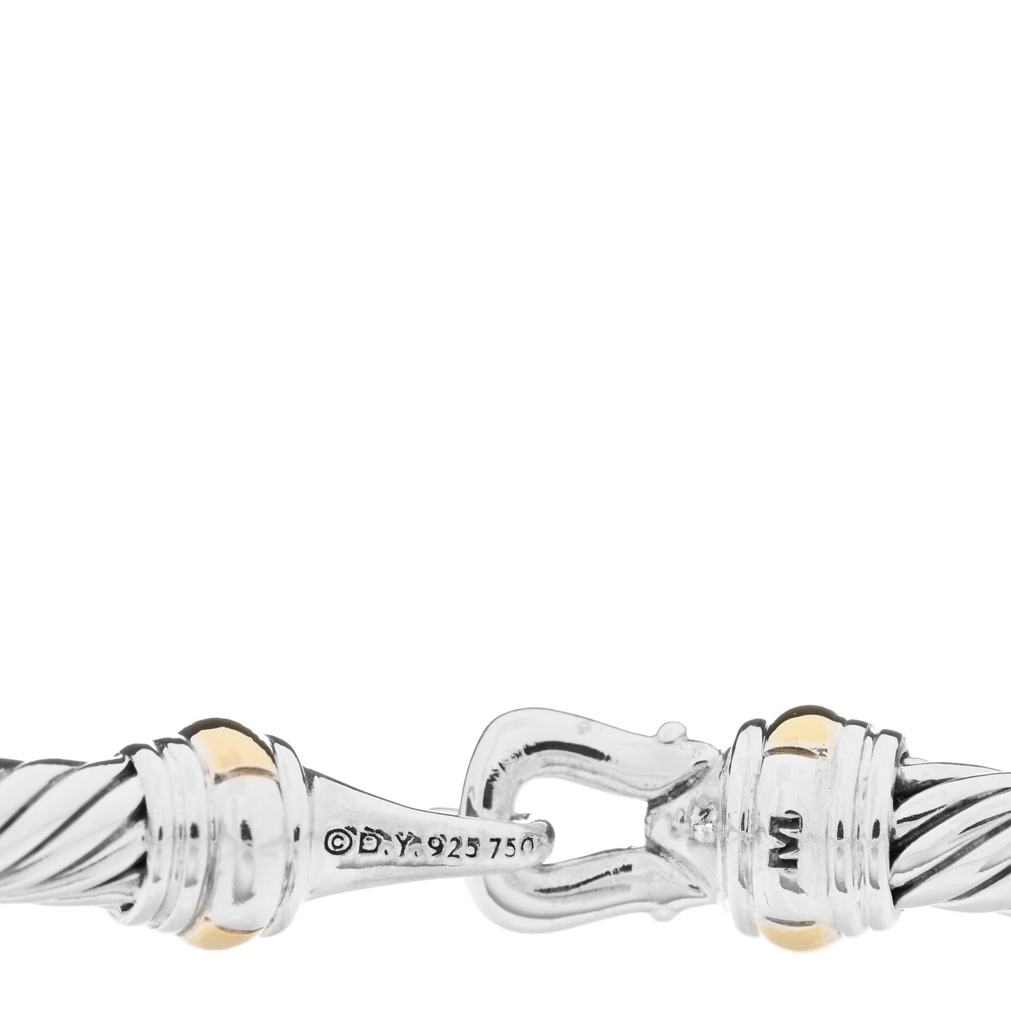 Sterling Silver 18K Yellow Gold 4mm Cable Buckle Bracelet