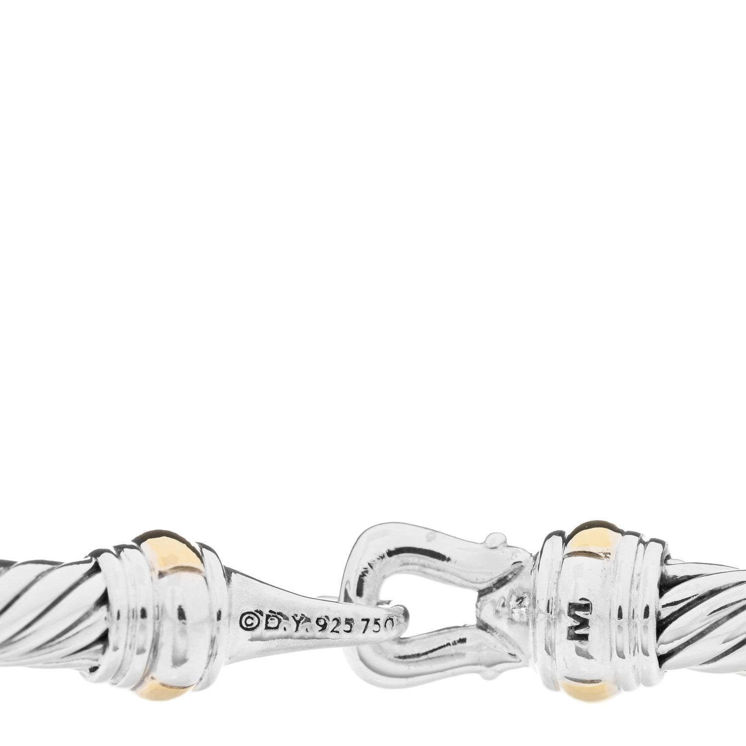 David Yurman Sterling Silver 18K Yellow Gold 4mm Cable Buckle Bracelet 3 of 3