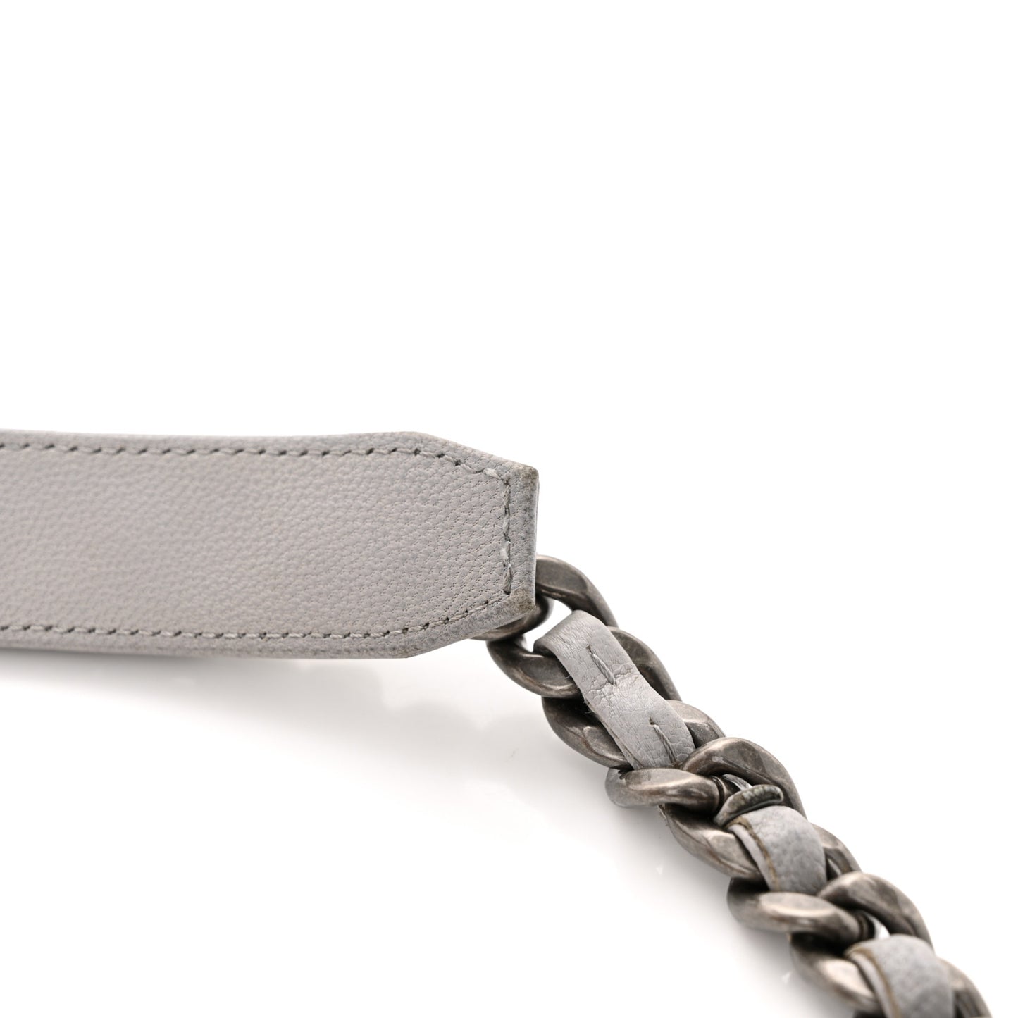 Lambskin Quilted Chanel 19 Wallet On Chain WOC Grey