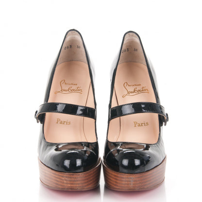 Christian Louboutin Patent Wallis Wedges 38 Black 2 of 8
