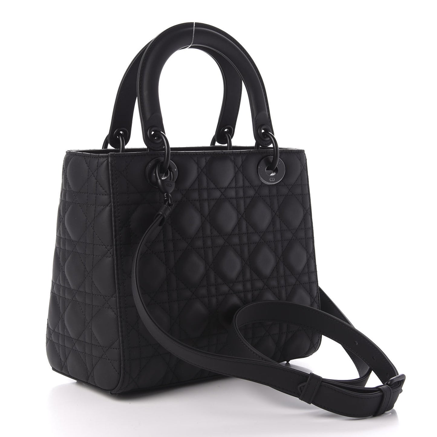 Ultra Matte Calfskin Cannage Medium Lady Dior Black