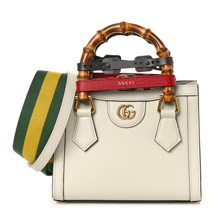 Gucci Textured Calfskin Web Mini Diana Tote Bag Mystic White 1 of 8