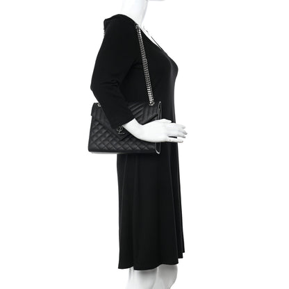 Saint Laurent Grain De Poudre Textured Mixed Matelasse Triquilt Medium Monogram Satchel Black 2 of 12