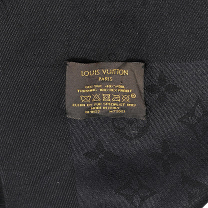 Louis Vuitton Silk Wool Rabbit Fur Flowergram Shawl Black 4 of 4
