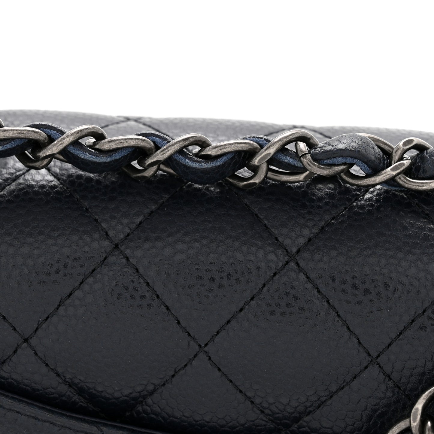 Caviar Quilted Mini Rectangular Flap Navy