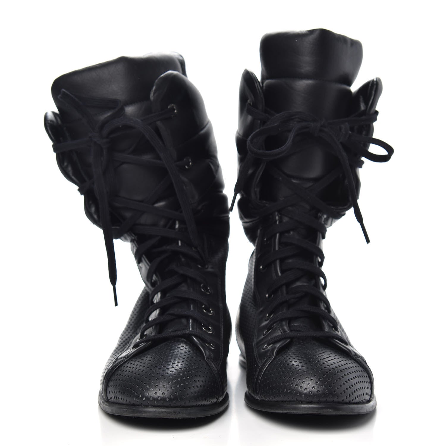 Chanel Perforated Lambskin High Top CC Sneaker Boots 38 Black 2 of 6